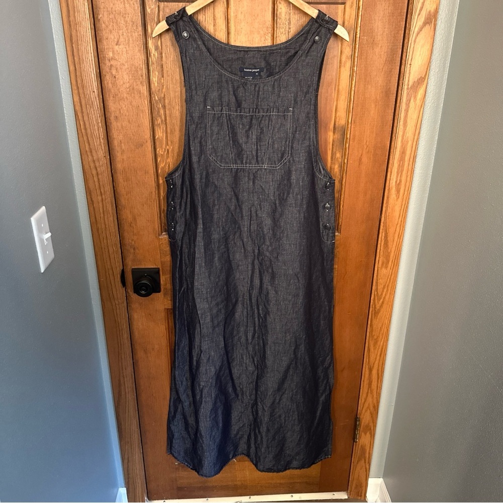 Boston Proper Denim‎ Romper Medium Cotton Linen Blend Teacher Prarie Minamalist